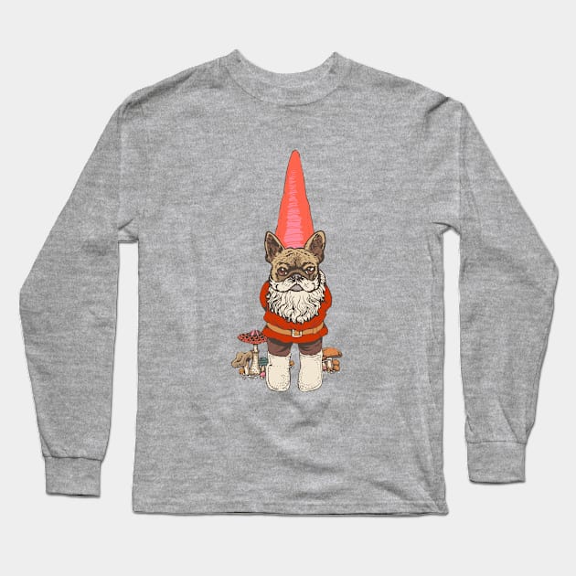Frenchie Gnomie Long Sleeve T-Shirt by huebucket